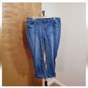 Seven 7 Jeans Womens 18 Blue Denim Cotton embellished Ankle Zipper skinny Grunge